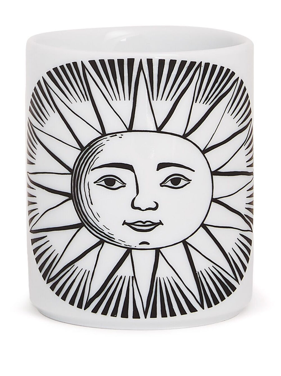 Fornasetti Pencil Holder Sole Hand Decorated Porcelain Sun Motif Luxury Desk Accessory for Women