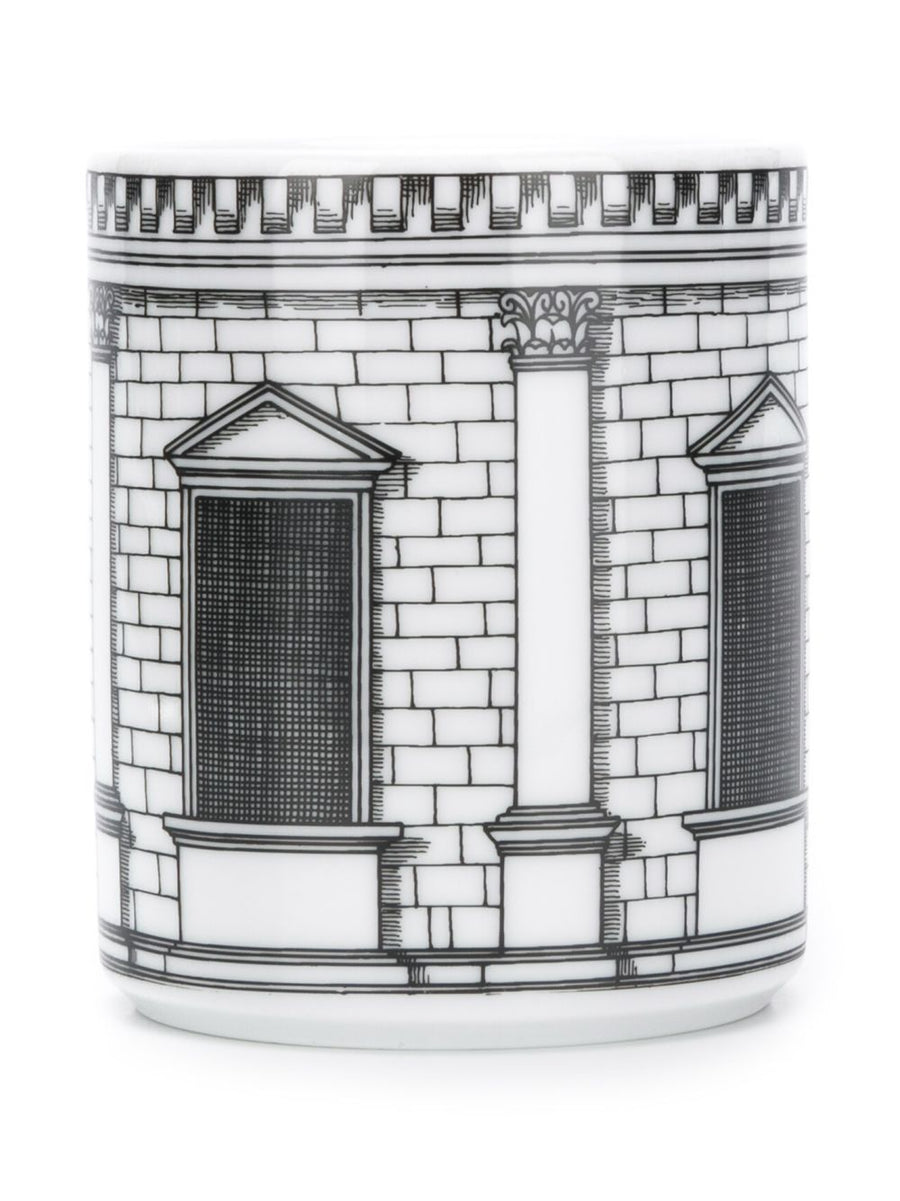 Fornasetti Architettura Pencil Holder Hand Decorated Porcelain Desk Accent For Collectors