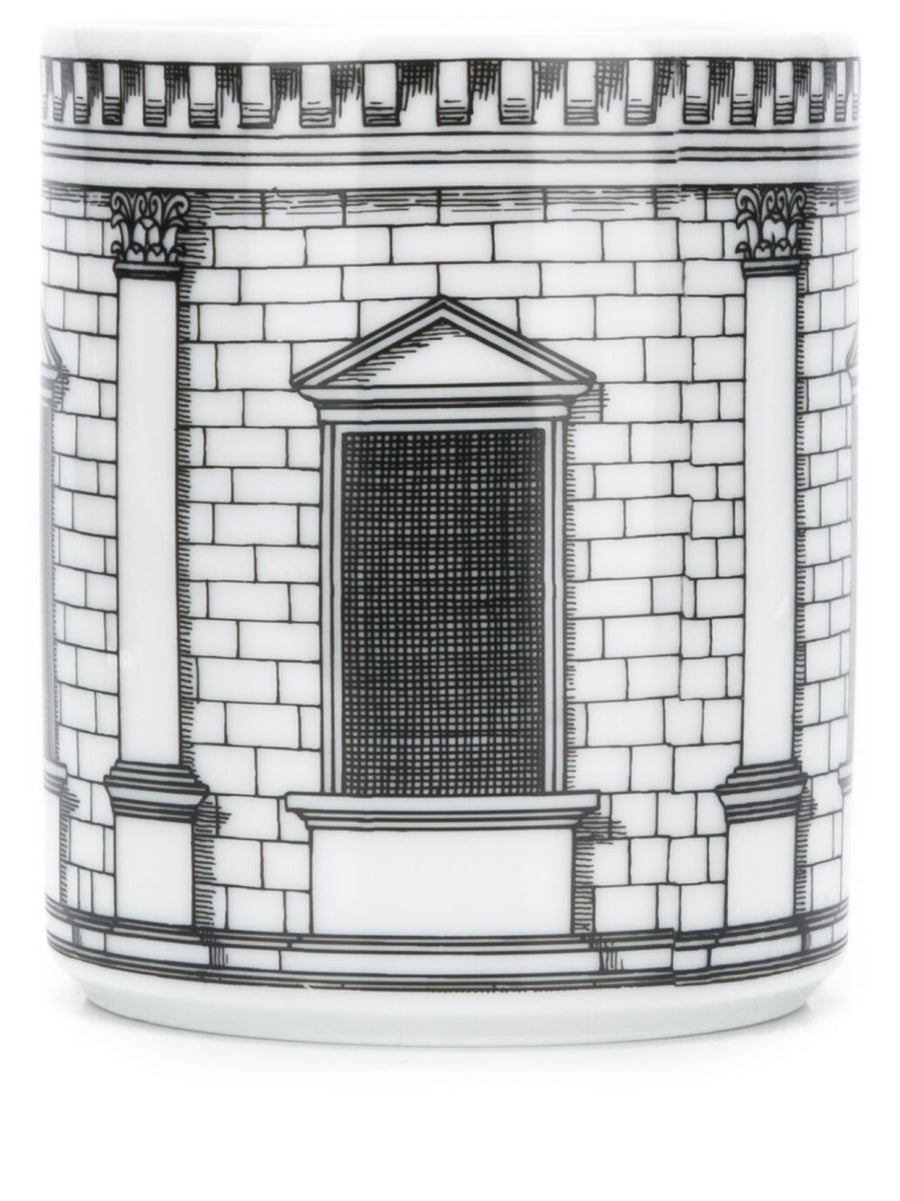 Fornasetti Architettura Pencil Holder Hand Decorated Porcelain Desk Accent For Collectors