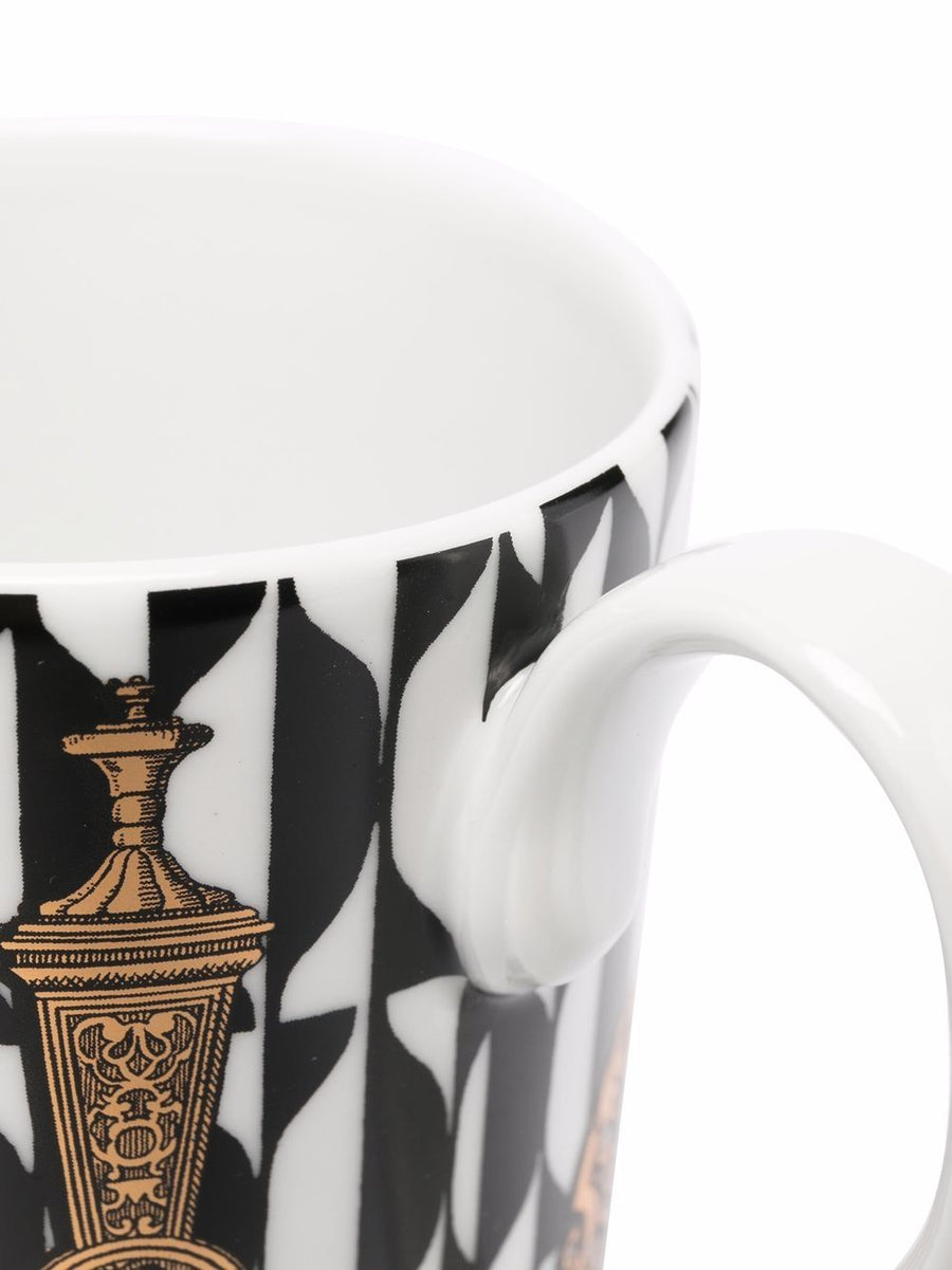 Fornasetti Mug Hand Screen Printed Porcelain Keys And Diamonds Luxury Art Collectible For Women