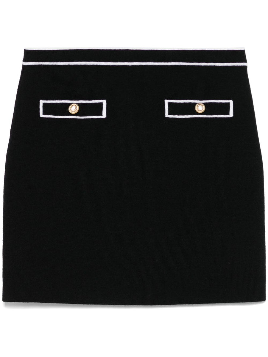 Alice Olivia Cotton Mini Skirt For Women Concealed Rear Zip And Hook With Bold Contrast Trim