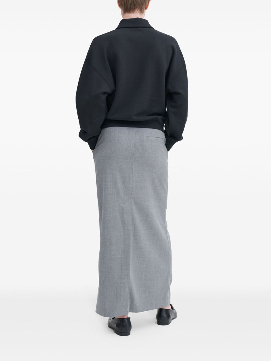 Filippa K Long Sleeve Polo Shirt Women Black Cotton Lyocell Jersey Soft Draped Comfort Everyday Essential