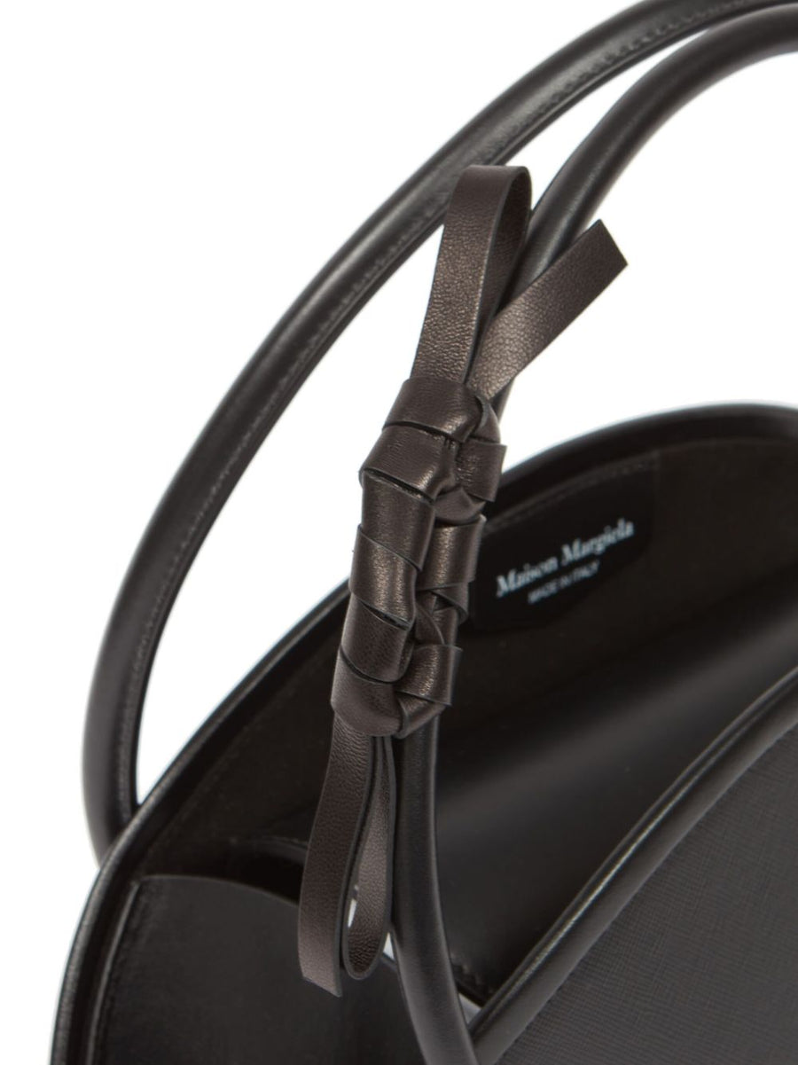 Maison Margiela Fortune Small Tote Bag Black Calf Leather Bow Detail Four Stitch Logo Magnetic Closure For Women