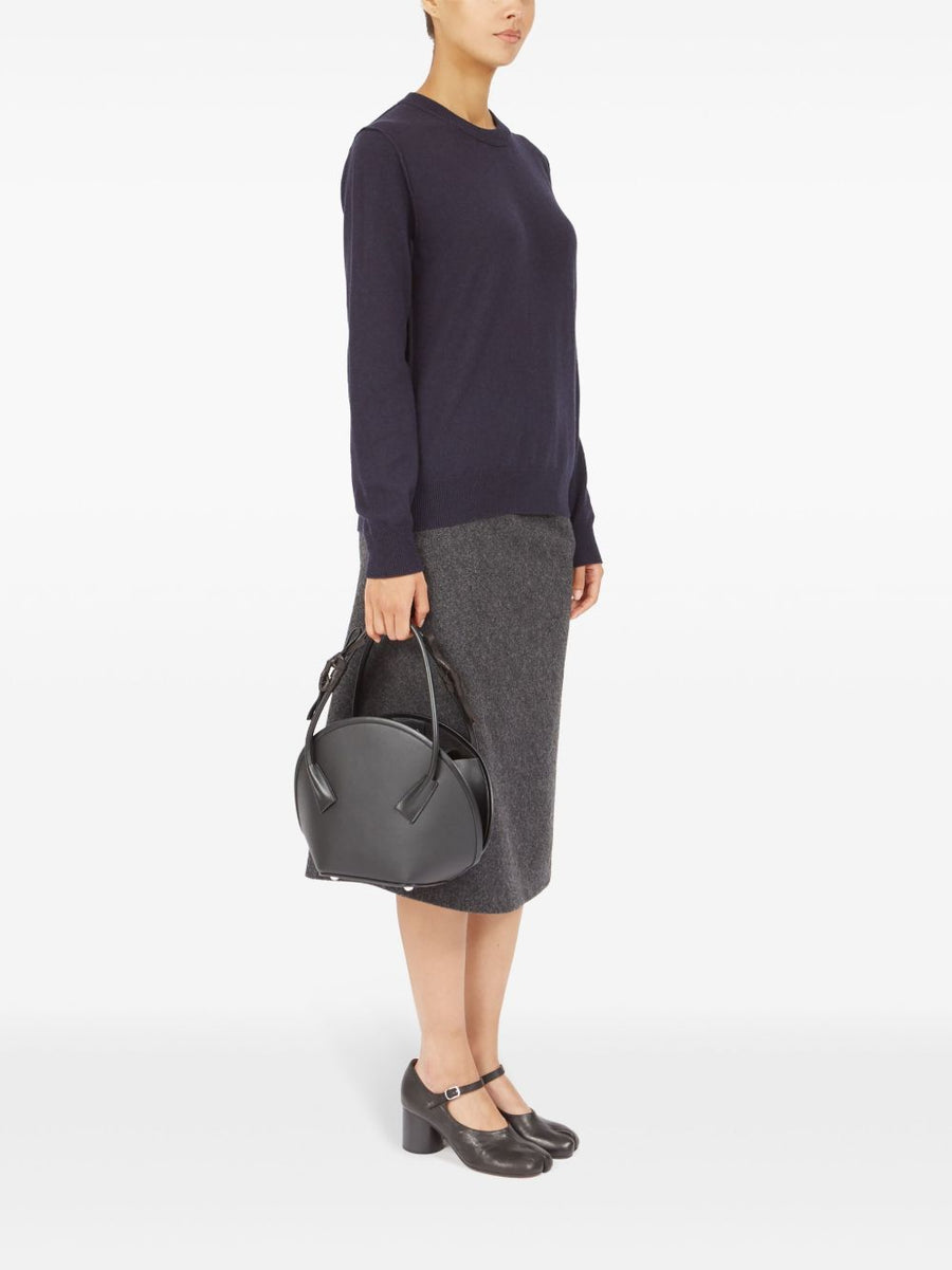 Maison Margiela Fortune Small Tote Bag Black Calf Leather Bow Detail Four Stitch Logo Magnetic Closure For Women