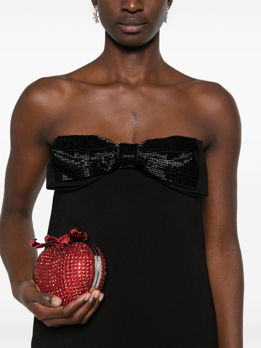 Self-Portrait Crepe Bandeau Mini Dress With Oversized Bow And Bead Detailing Elegant Eveningwear For Women