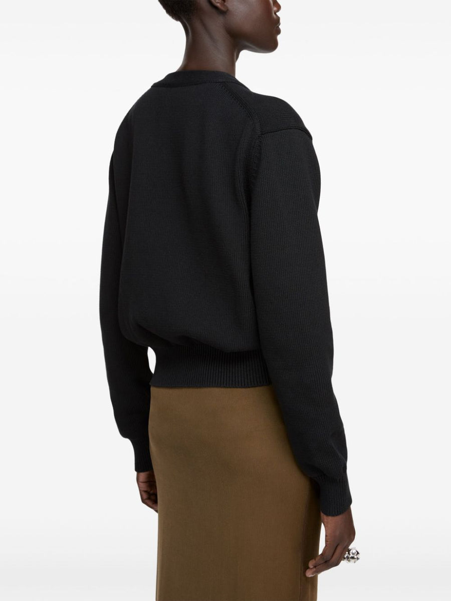 Acne Cardigan With Applique Black 100 Percent Cotton Knitwear Luxury Essential For Men Who Value Minimalist Style