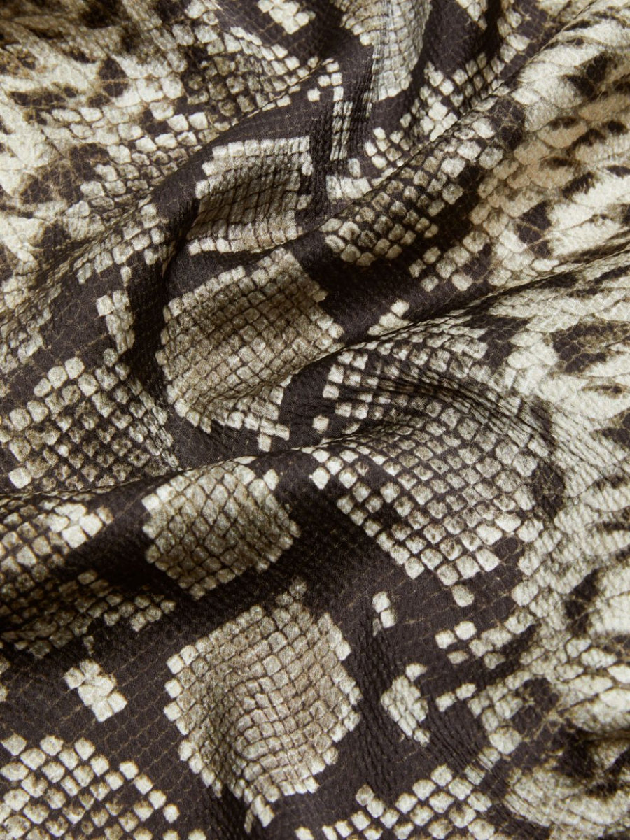 Acne Studios Satin Dress Brown Printed Snakeskin Inspired With Tied Waist Day To Night For Women