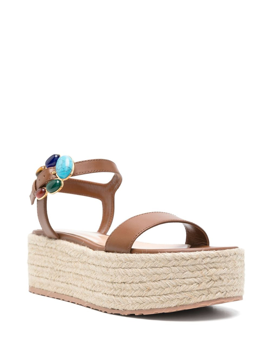 Gianvito Rossi Platform Sandals for Women Premium Leather Open Toe Ankle Strap Buckle