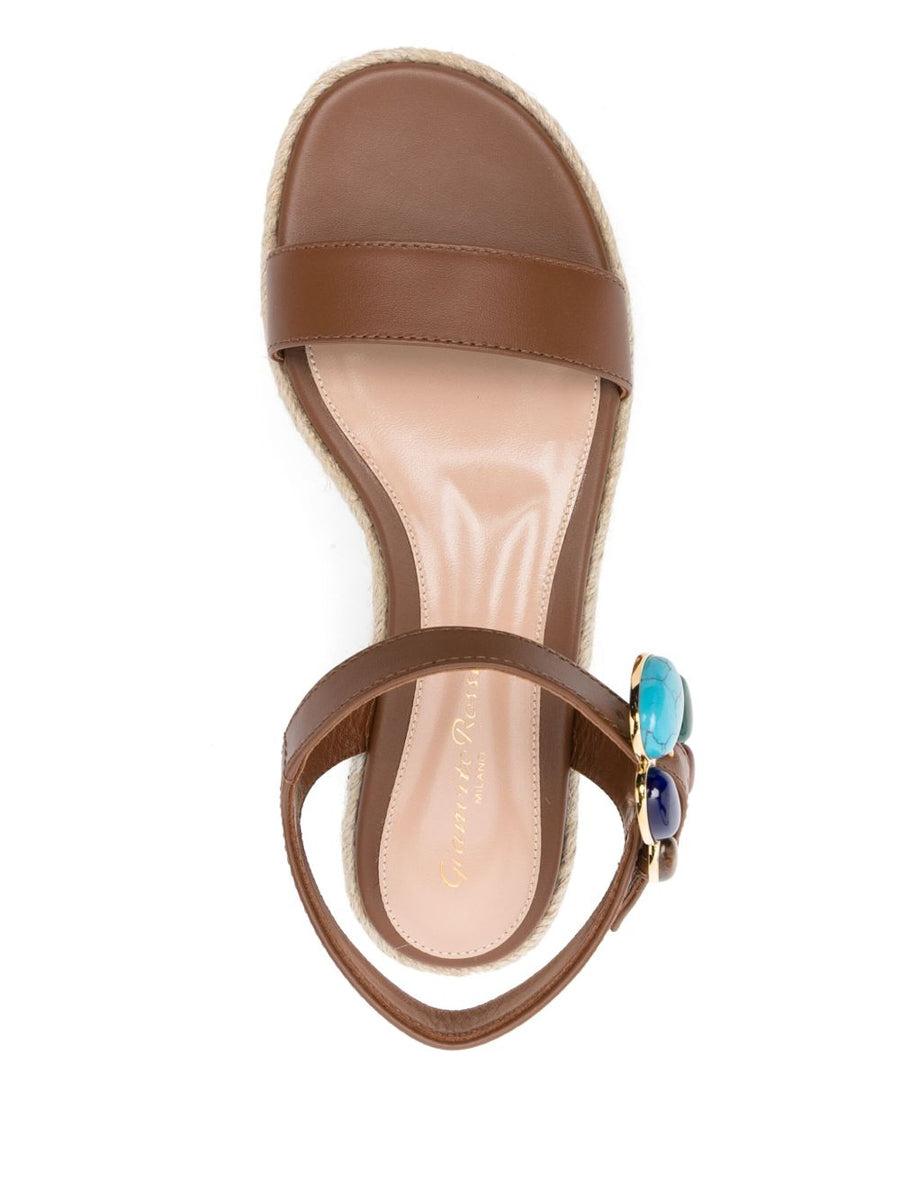 Gianvito Rossi Platform Sandals for Women Premium Leather Open Toe Ankle Strap Buckle