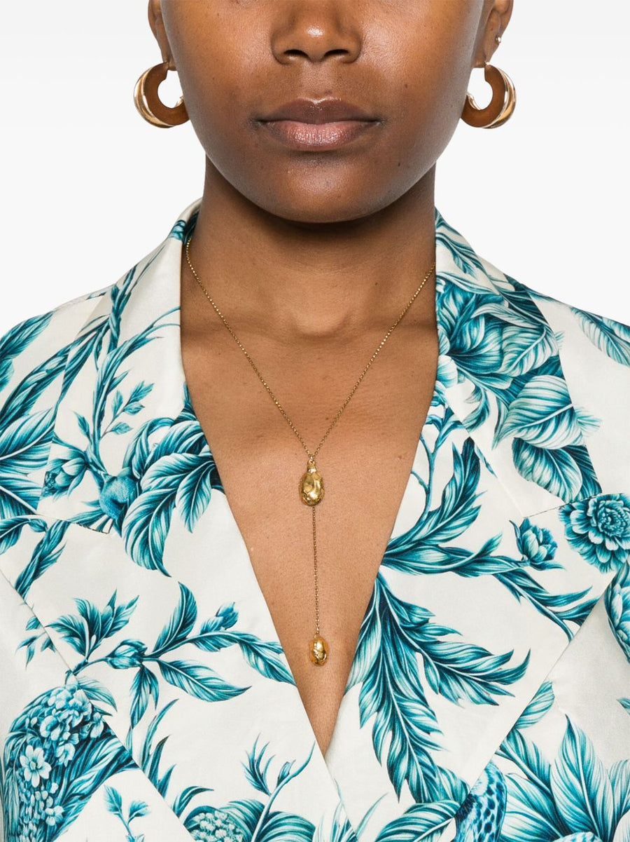 F.R.S Otrera Silk Floral Shirt For Women All Over Floral Print Double Breasted Front Peak Lapels Blue