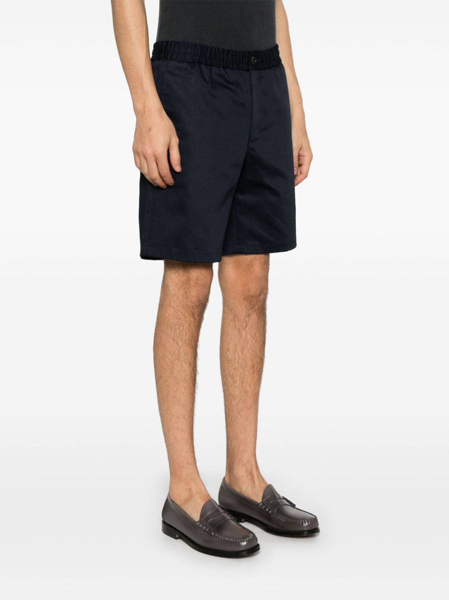 Ami Paris Mens Cotton Shorts Navy Breathable Comfort Elastic Waistband With Side Pockets