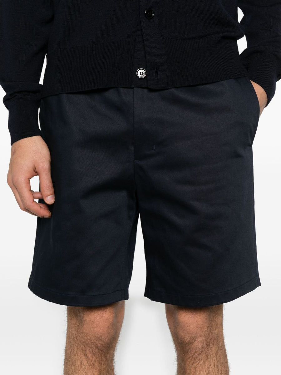 Ami Paris Mens Cotton Shorts Navy Breathable Comfort Elastic Waistband With Side Pockets