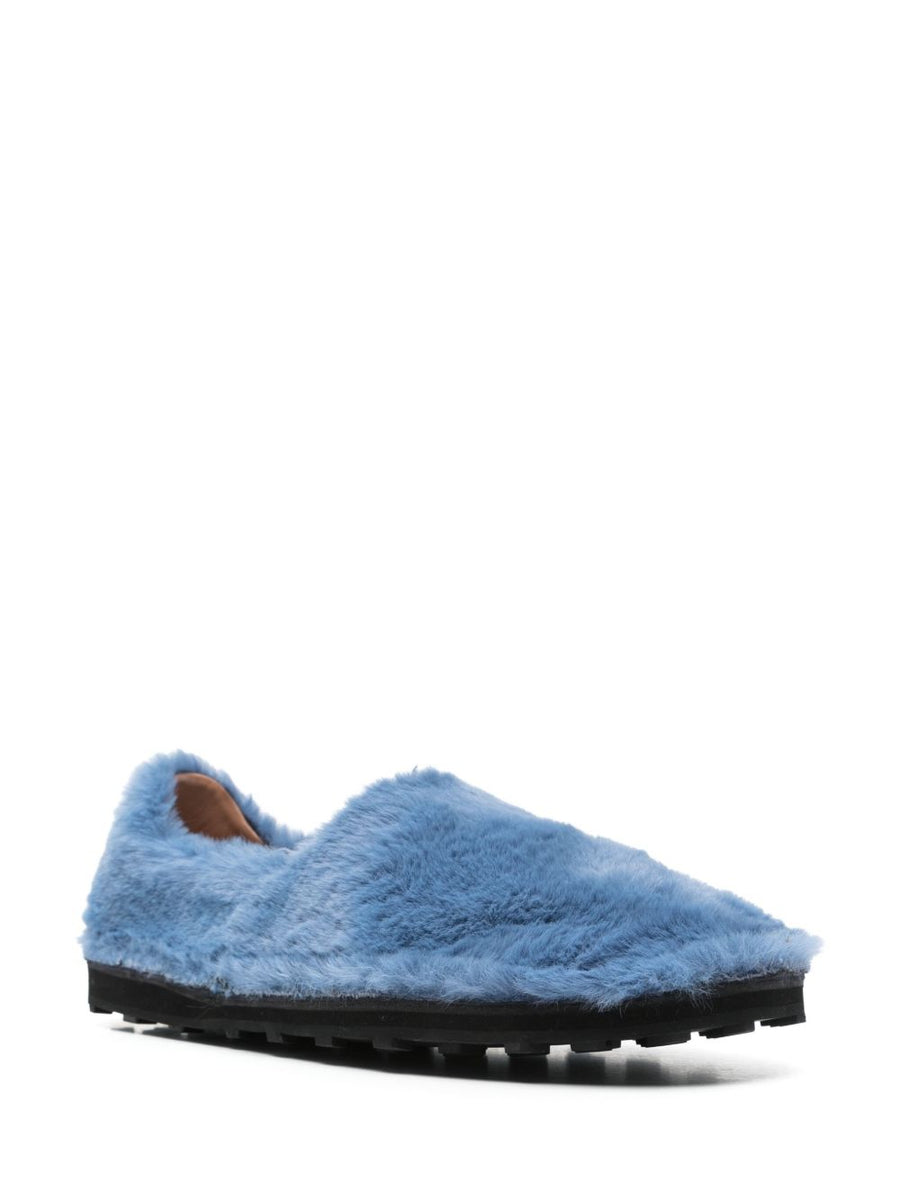 Marni Blue Faux Fur Slip On Loafers For Men Premium Comfort And Bold Cerulean Style