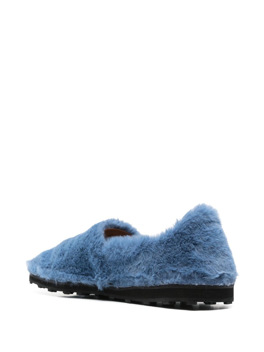 Marni Blue Faux Fur Slip On Loafers For Men Premium Comfort And Bold Cerulean Style