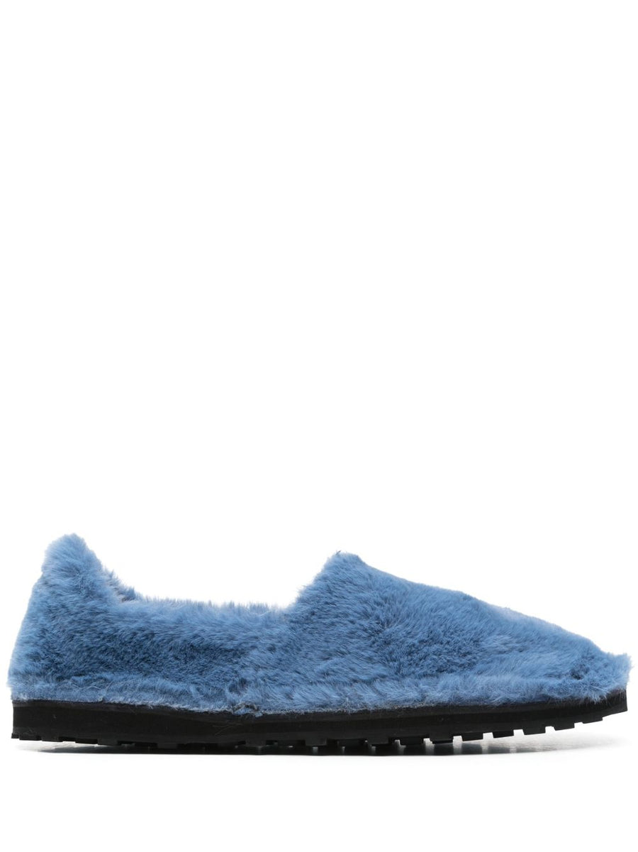 Marni Blue Faux Fur Slip On Loafers For Men Premium Comfort And Bold Cerulean Style