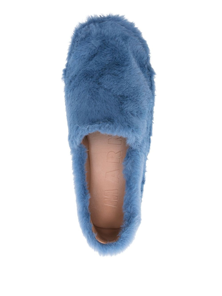Marni Blue Faux Fur Slip On Loafers For Men Premium Comfort And Bold Cerulean Style