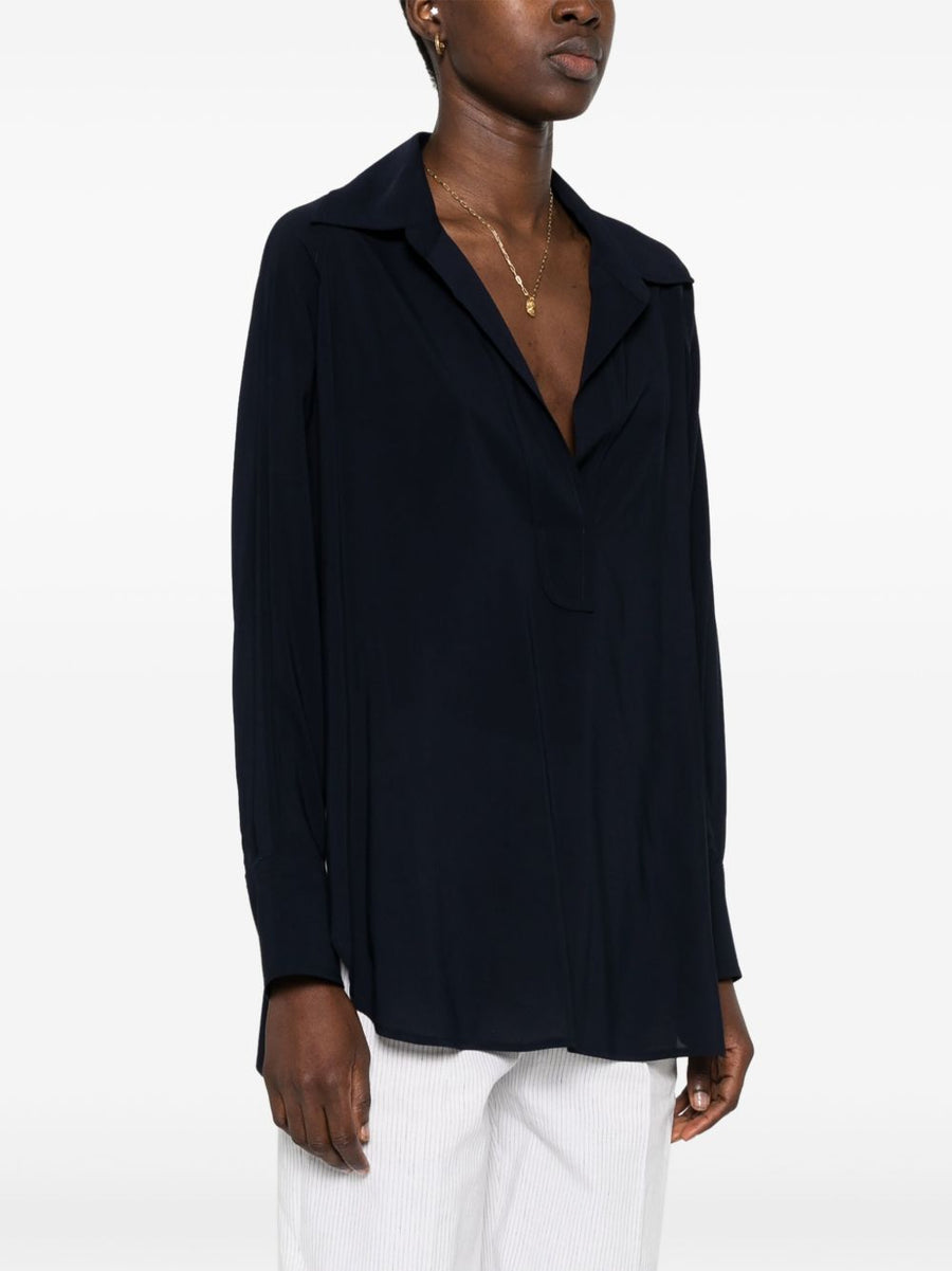 Alberto Biani Georgette Blouse for Women Navy Blue with Stretch Comfort Day to Night Elegance