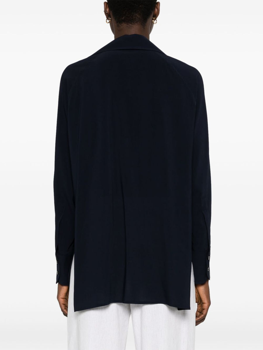 Alberto Biani Georgette Blouse for Women Navy Blue with Stretch Comfort Day to Night Elegance