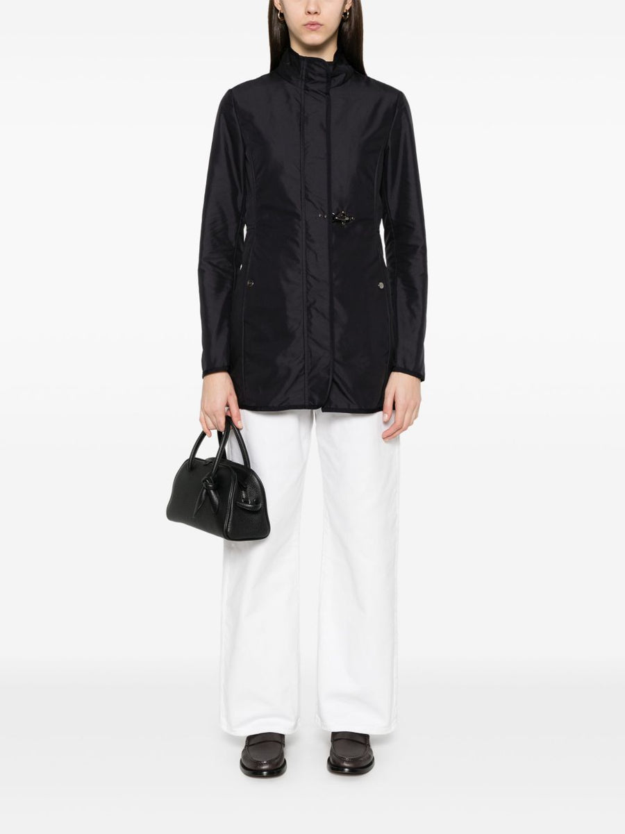 Fay Car Coat Navy For Women Premium Versatile Outerwear With Front Zip And High Neck