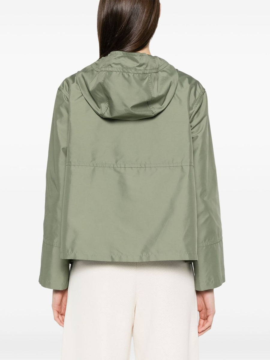 Fay Short Parka Coat Fern Green For Women Lightweight Polyester Front Press Stud Pockets