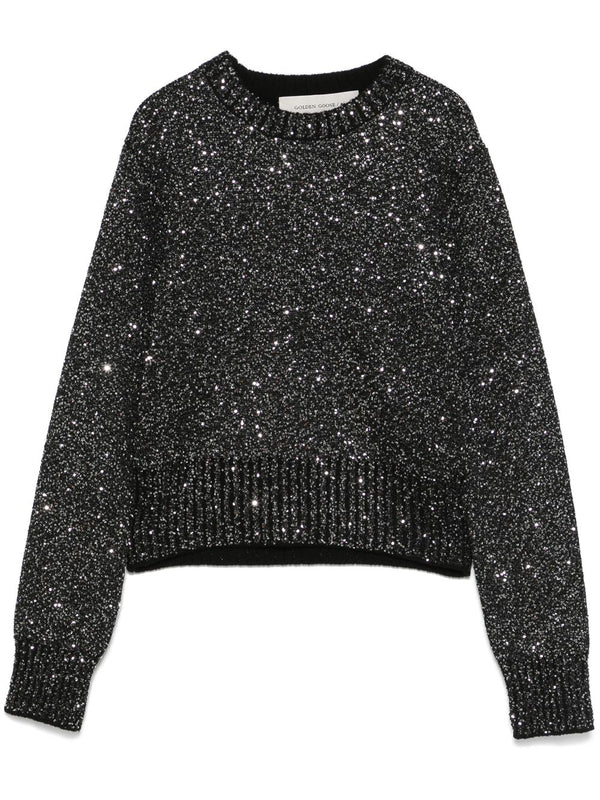 Golden Goose Sequin Wool Blend Cropped Sweater For Women Versatile Day To Night Luxury Top