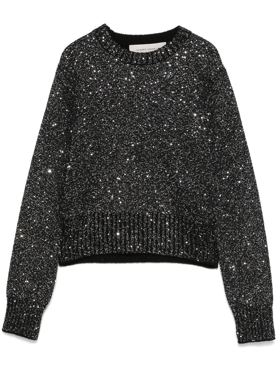 Golden Goose Sequin Wool Blend Cropped Sweater For Women Versatile Day To Night Luxury Top