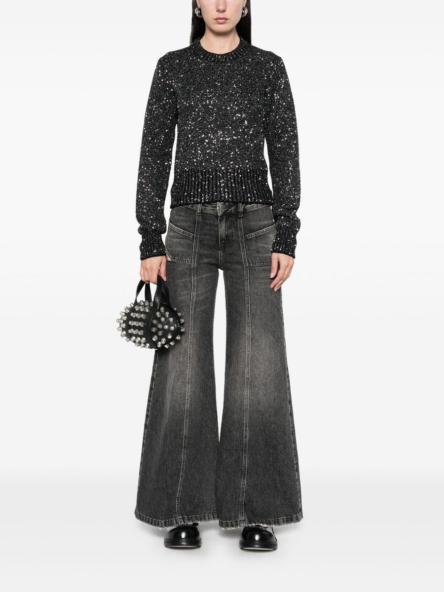 Golden Goose Sequin Wool Blend Cropped Sweater For Women Versatile Day To Night Luxury Top