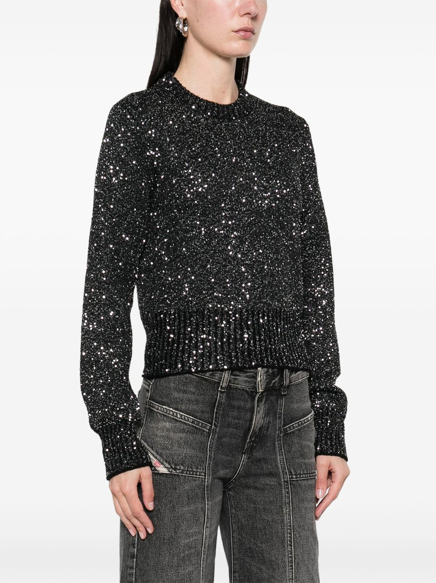 Golden Goose Sequin Wool Blend Cropped Sweater For Women Versatile Day To Night Luxury Top