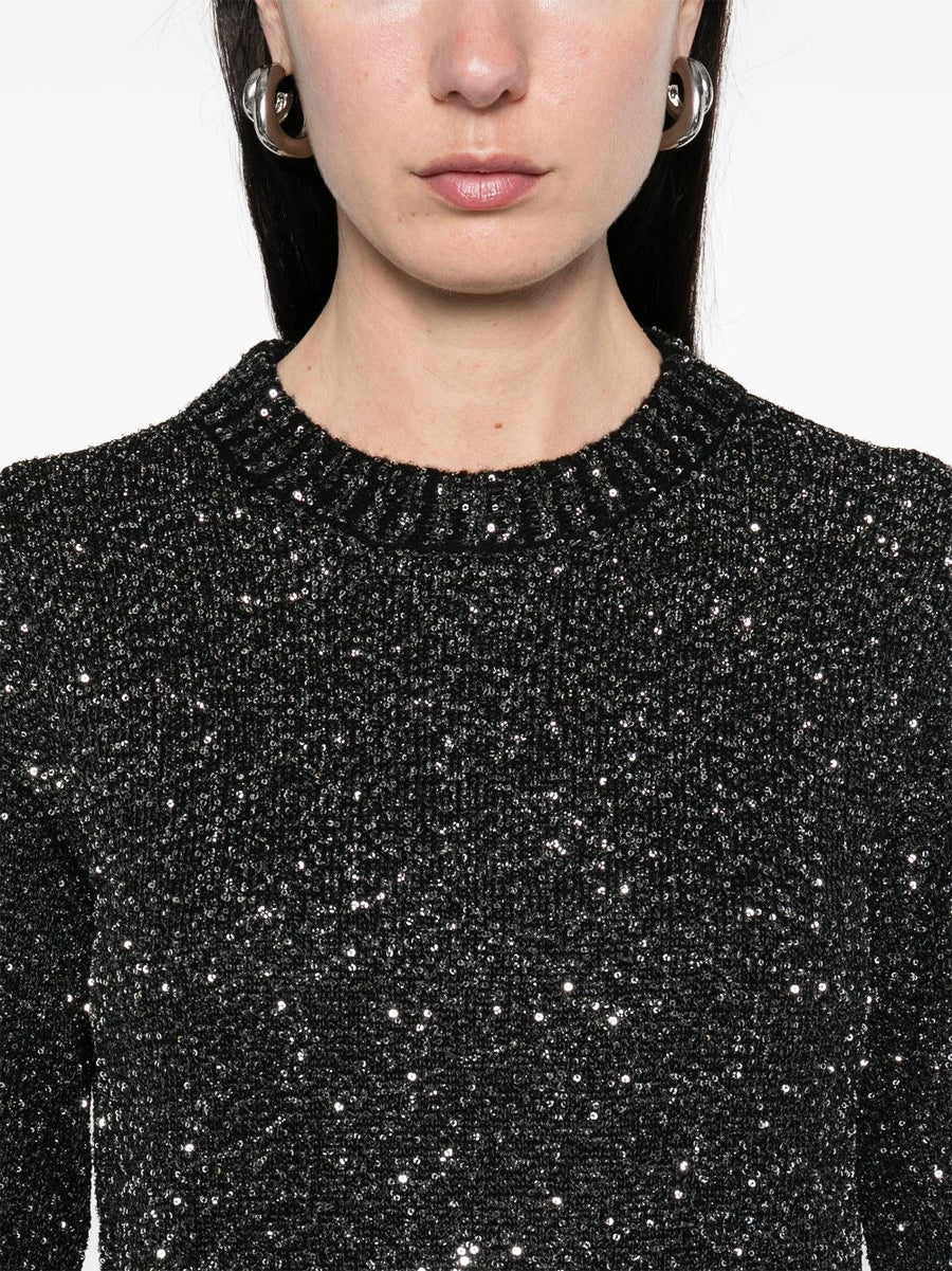 Golden Goose Sequin Wool Blend Cropped Sweater For Women Versatile Day To Night Luxury Top