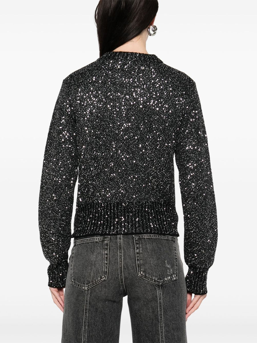 Golden Goose Sequin Wool Blend Cropped Sweater For Women Versatile Day To Night Luxury Top