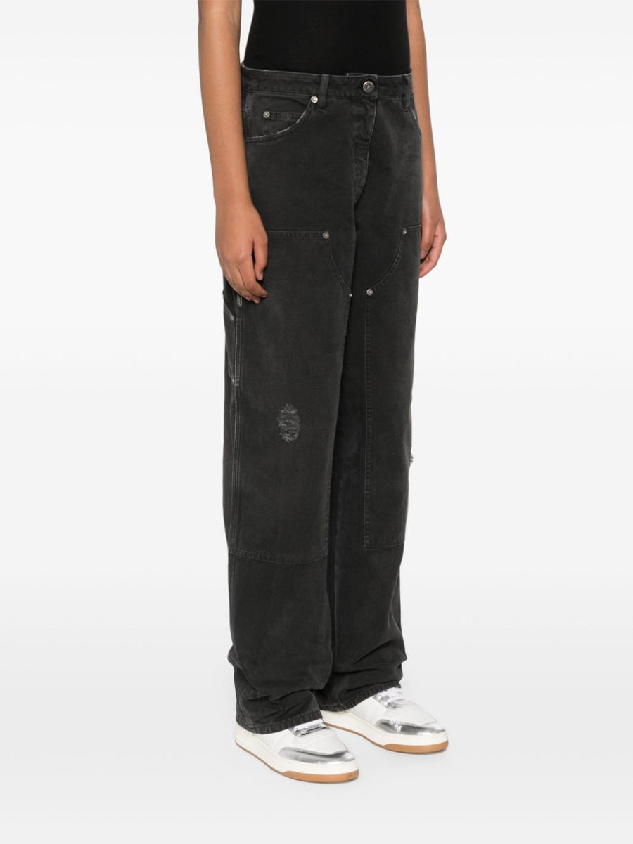 Golden Goose Jeans Women Black Distressed Patch Detailing Front Patch Look Luxurious