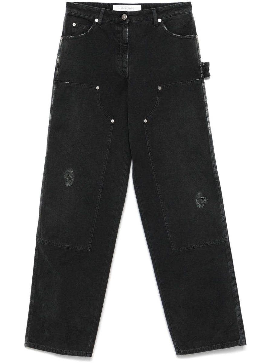 Golden Goose Jeans Women Black Distressed Patch Detailing Front Patch Look Luxurious