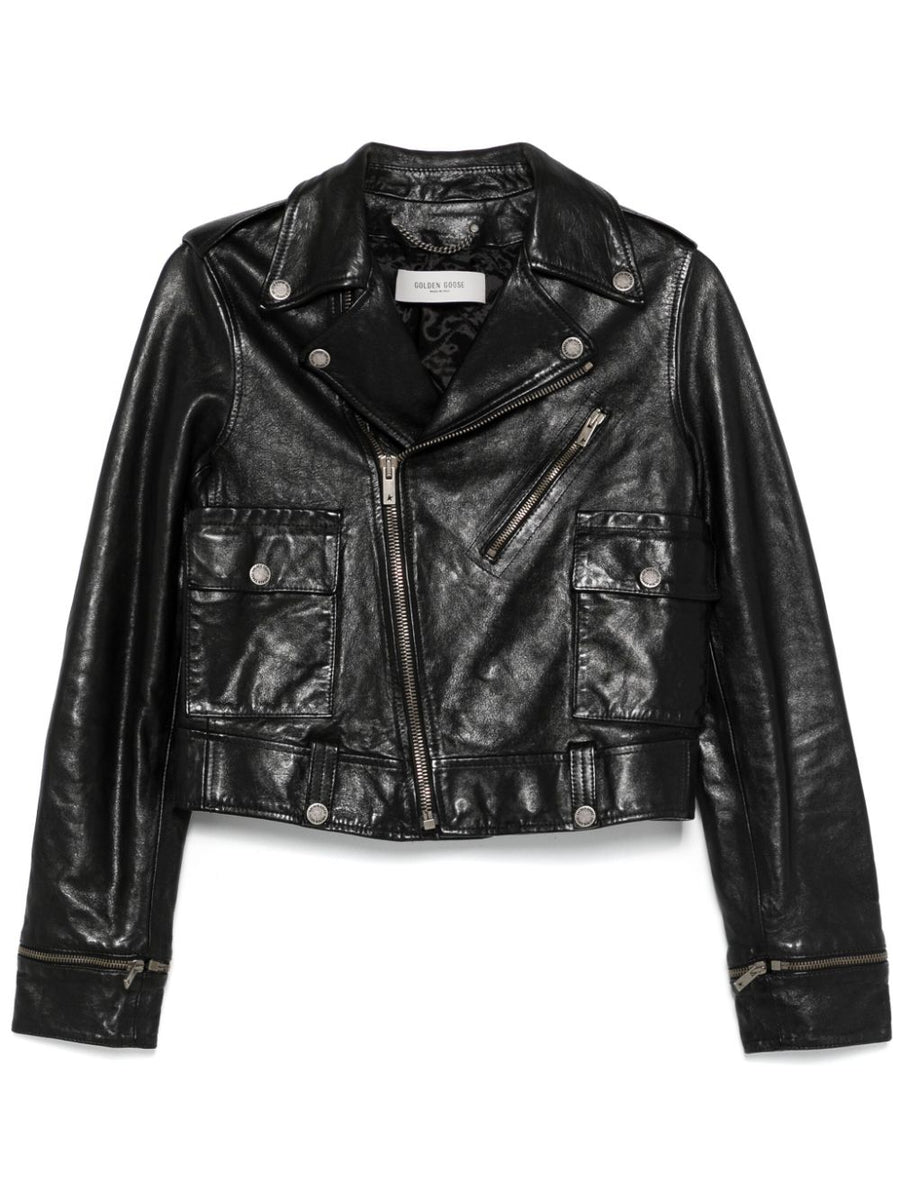 Golden Goose Leather Jacket for Women Glossy Finish Calf Leather Day to Night Luxe Essential