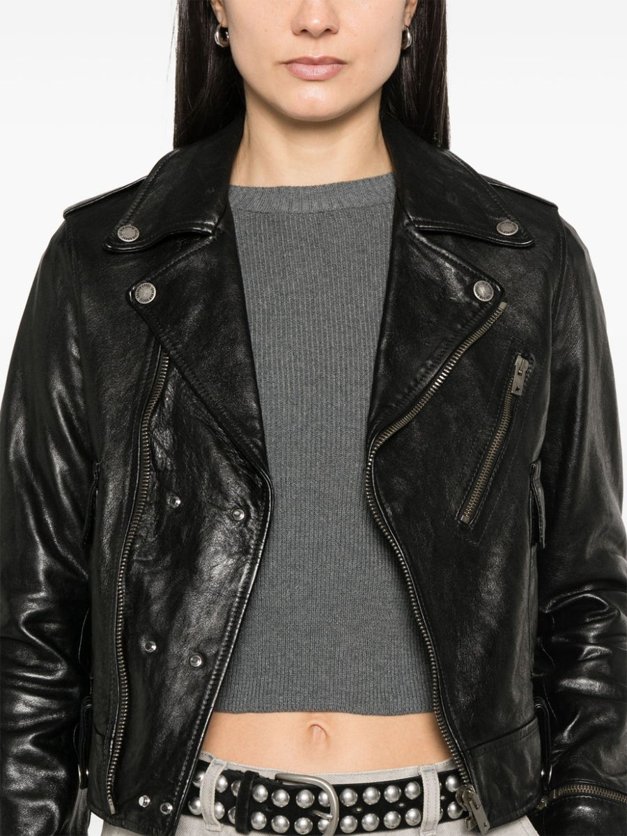 Golden Goose Leather Jacket for Women Glossy Finish Calf Leather Day to Night Luxe Essential