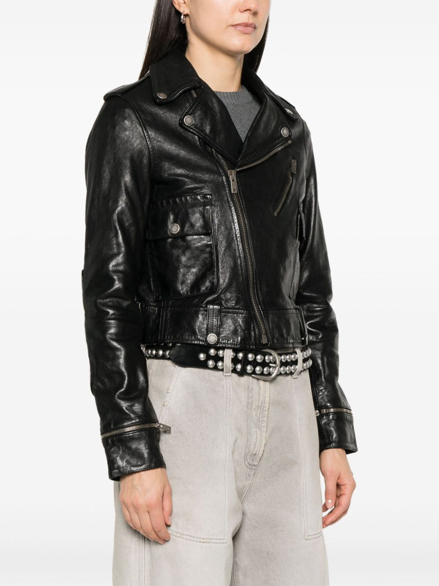 Golden Goose Leather Jacket for Women Glossy Finish Calf Leather Day to Night Luxe Essential