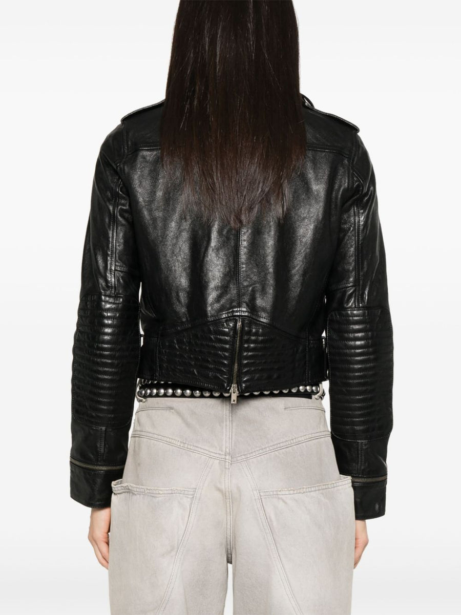 Golden Goose Leather Jacket for Women Glossy Finish Calf Leather Day to Night Luxe Essential