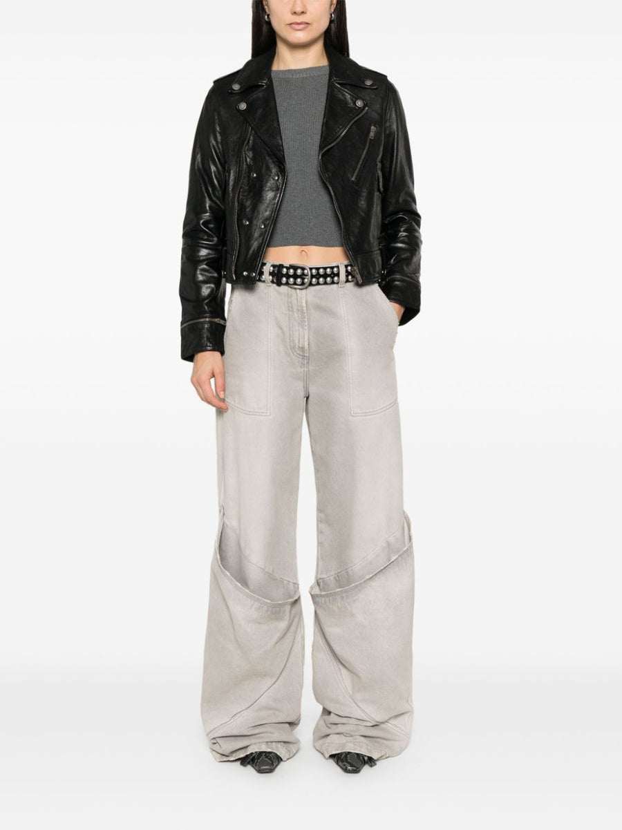 Golden Goose Leather Jacket for Women Glossy Finish Calf Leather Day to Night Luxe Essential