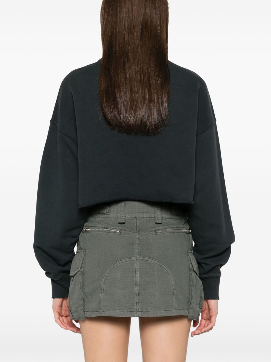 Golden Goose Cropped Organic Cotton Sweatshirt With Crystal Front Embellishment For Women