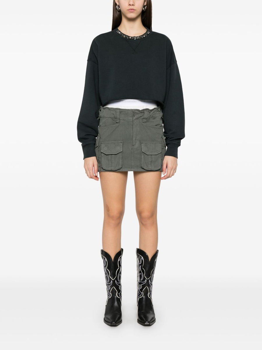 Golden Goose Cropped Organic Cotton Sweatshirt With Crystal Front Embellishment For Women