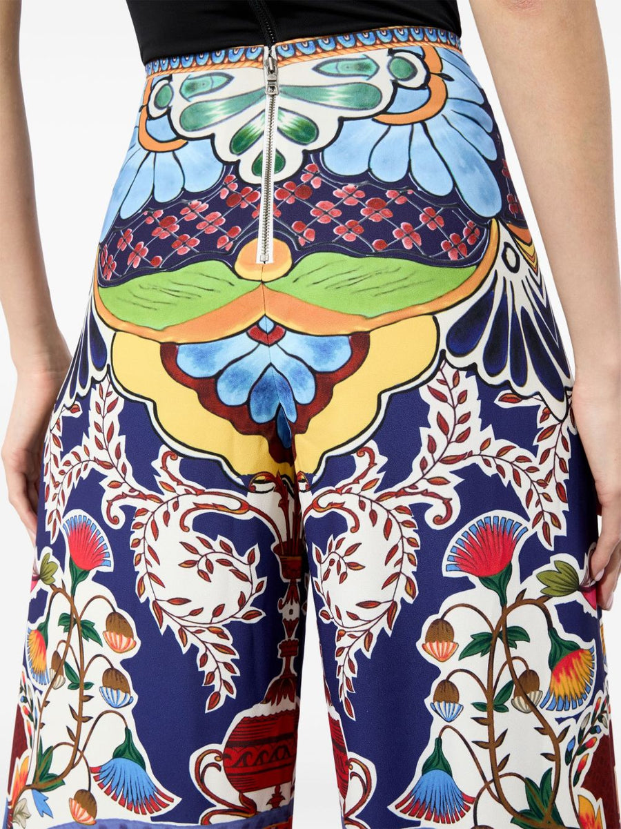Athena Print Wide Leg Trousers By Alice + Olivia For Women Multicolor Polyester Everyday To Evening