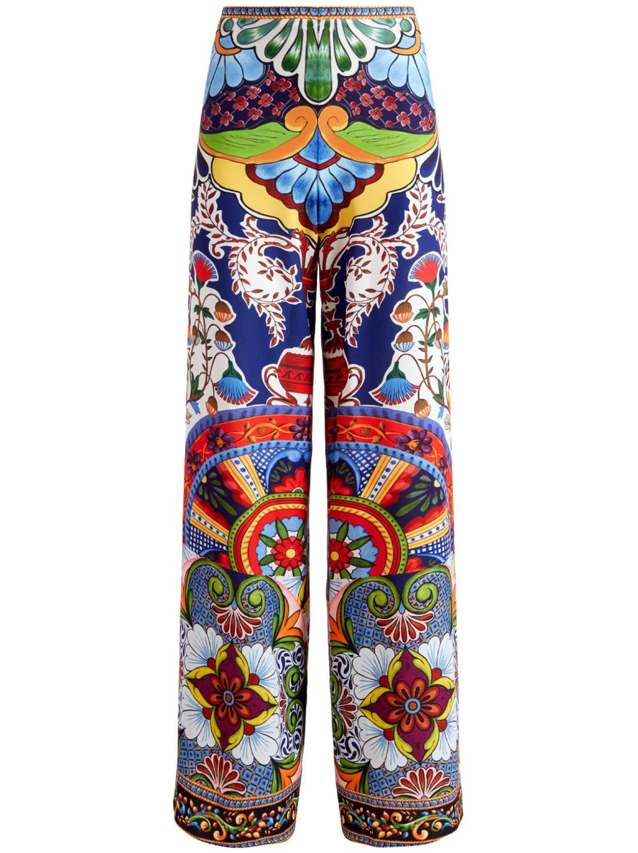 Athena Print Wide Leg Trousers By Alice + Olivia For Women Multicolor Polyester Everyday To Evening