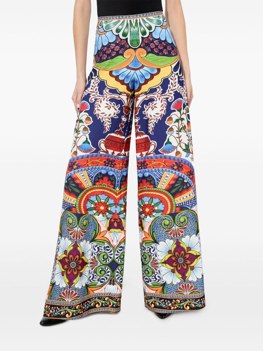 Athena Print Wide Leg Trousers By Alice + Olivia For Women Multicolor Polyester Everyday To Evening