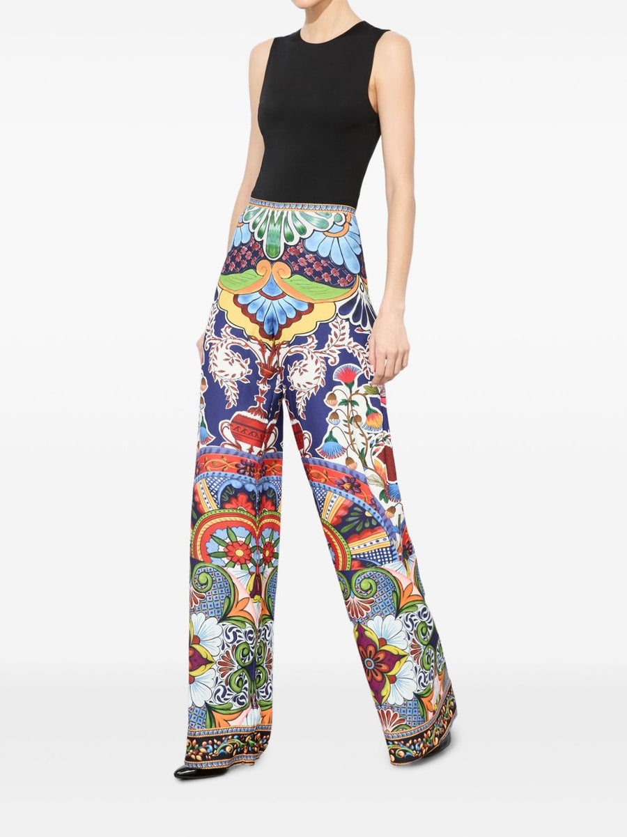 Athena Print Wide Leg Trousers By Alice + Olivia For Women Multicolor Polyester Everyday To Evening