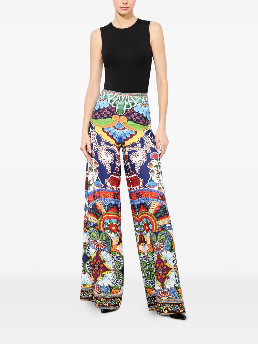 Athena Print Wide Leg Trousers By Alice + Olivia For Women Multicolor Polyester Everyday To Evening