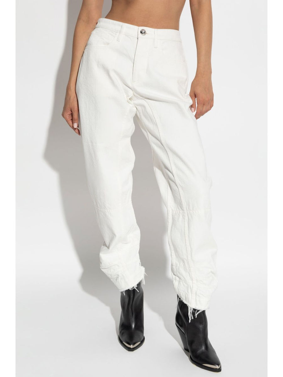 Jil Sander White Cotton Straight Leg Trousers For Modern Women Luxury Minimalist Tailoring