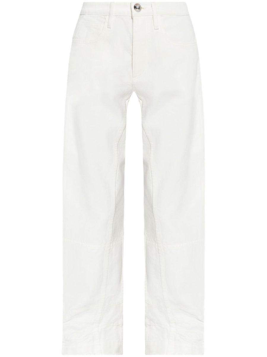 Jil Sander White Cotton Straight Leg Trousers For Modern Women Luxury Minimalist Tailoring