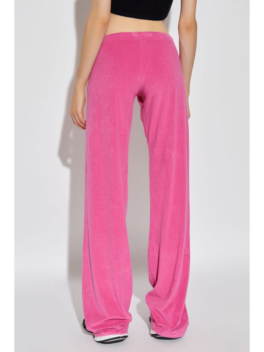 Balenciaga Pink Velvet Drawstring Track Pants For Women Luxurious Cotton Blend Velvet Finish Premium Streetwear