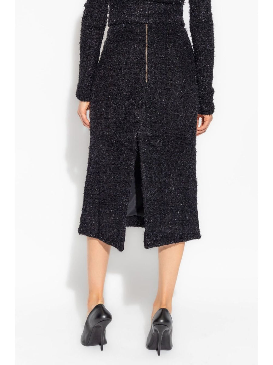 Balenciaga Tweed Midi Skirt Women Refined Tailoring For Day To Night Versatility Rear Slit Craftsmanship