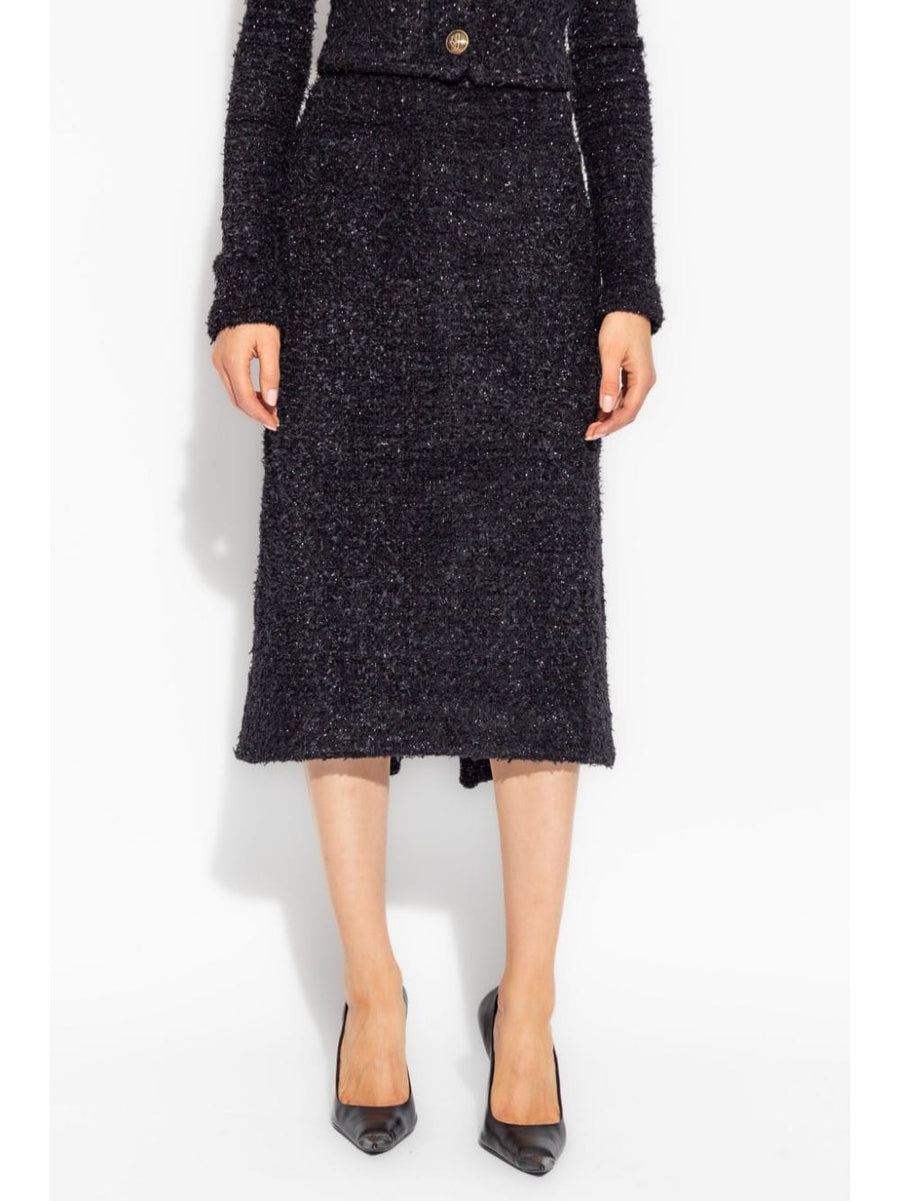Balenciaga Tweed Midi Skirt Women Refined Tailoring For Day To Night Versatility Rear Slit Craftsmanship
