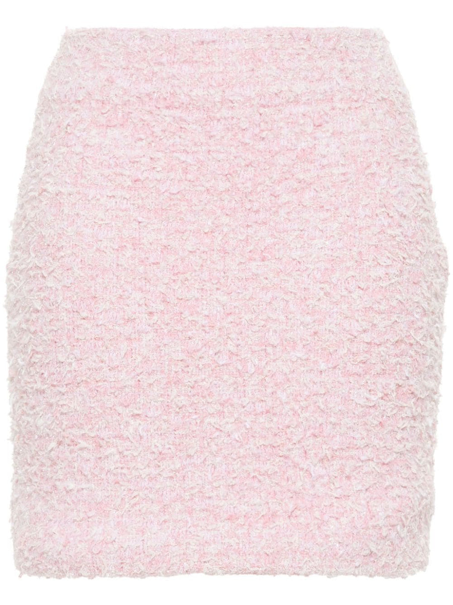 Balenciaga Pink Tweed Bouclé Mini Skirt For Women, Luxurious Cotton Blend, Refined Texture